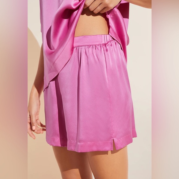 Inez Washable Silk Short Sleeve Tee & Boxer PJ Set - Picture 2 of 5